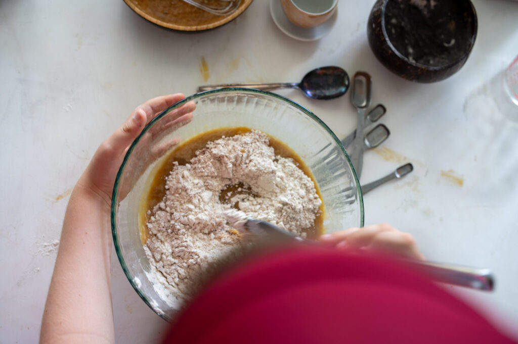 flour and baking powder in a bowl